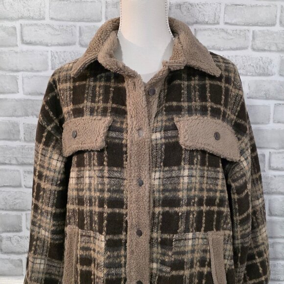 Panache Apparel Karissa Plaid Fleece Jacket Cozy Cabincore Womens Oversized Sm - Picture 2 of 8